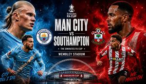 Cover prediksi Manchester City versus Southampton di semifinal Piala FA. (Bola.com/ChatGPT)