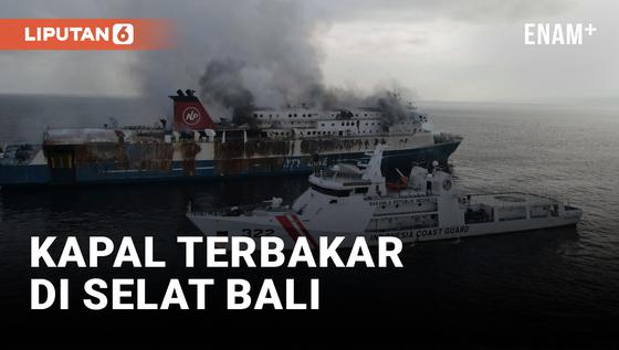 VIDEO: Kapal Patroli Bakamla RI Evakuasi Kapal Terbakar di Selat Bali