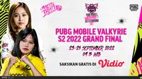 Link Live Streaming Grandfinal PUBG Mobile Valkyrie Battleground Season 2 Ladies 2022 di Vidio 23 sampai 25 September
