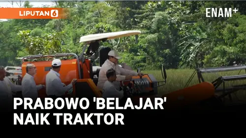 VIDEO: Prabowo Coba Belajar Naik Traktor saat Panen Raya