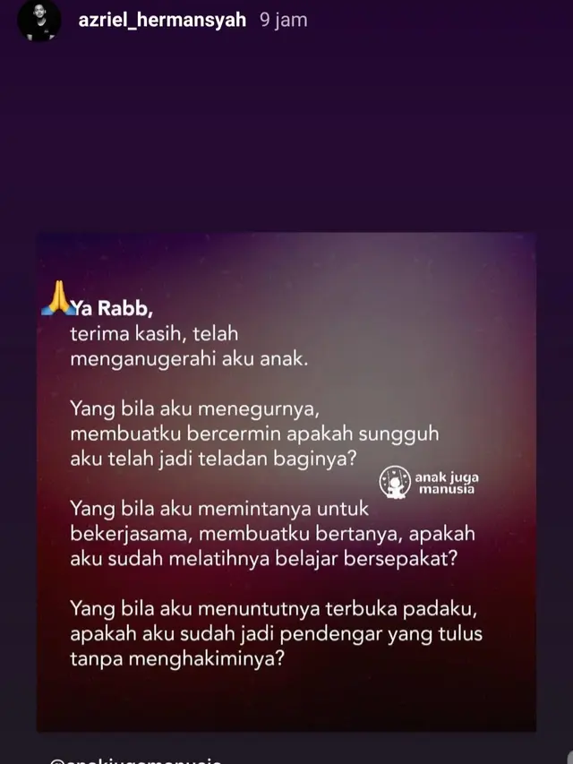 Unggahan Azriel Hermansyah. (Foto: Instagram @azriel_hermansyah)