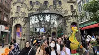 Suasana di dalam Universal Studios Singapore usai pelonggaran berbagai protokol kesehatan. (dok. Liputan6.com/Delvira Hutabarat)