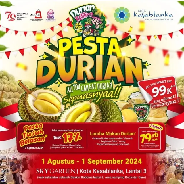 Pesta Durian Lokal di Mal Menyambut HUT ke-79 RI di Kota Kasablanka