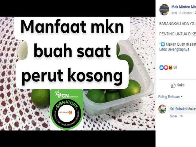 Cek Fakta Makan Buah Saat Perut Kosong Bisa Sembuhkan Kanker Faktanya Cek Fakta Liputan6 Com