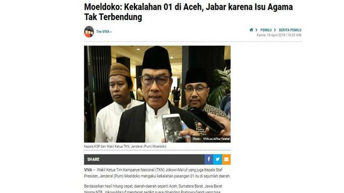 [Cek Fakta] Moeldoko Ungkap Jokowi Kalah Telak di Pilpres, Fakta atau Hoaks?