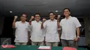Anggota DPR Biem Benyamin, Ketua DPD DKI Gerindra M Taufik, Anggota Dewan Pembina Partai Gerindra Sandiaga Uno, Ketua Komisi D DPRD DKI M. Sanusi (ki-ka) saat penjaringan Cagub DKI Jakarta oleh Partai Gerindra, (27/1). (Gempur M Surya/Liputan6.com)