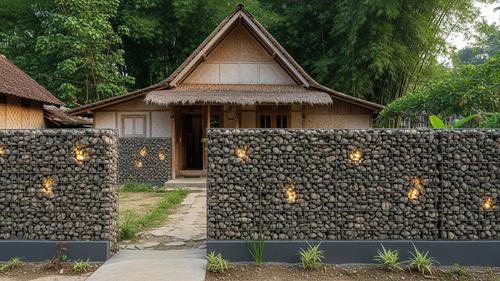 Inspirasi Pagar Estetik yang Efektif Mencegah Ular Masuk Halaman Model Pagar Gabion Berstruktur Padat