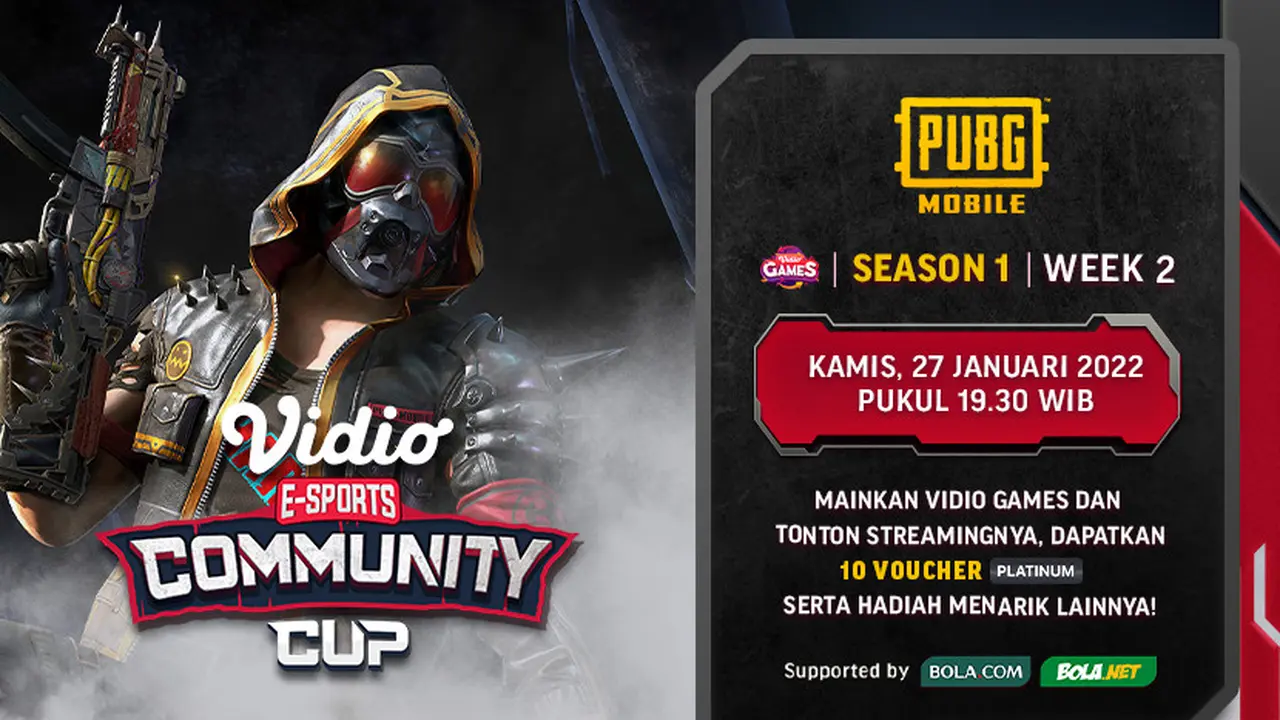 Link Live Streaming Vidio Community Cup PUBGM Season 1 Week 2 di Vidio, Kamis 27 Januari 2022