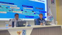 Direktur Utama Perum Damri, Setia N Milatia Moemin saat konferensi pers di Kantor Kementerian BUMN, Jakarta, Selasa (25/2/2025). (Foto: Liputan6.com/Arief RH)