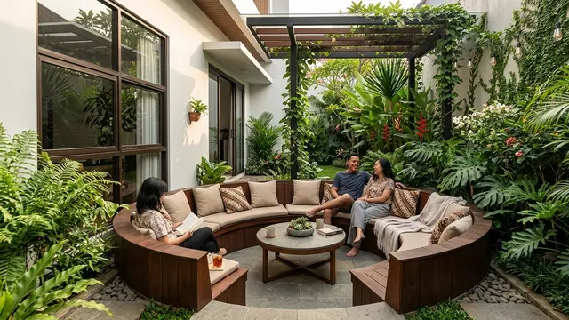 Inspirasi Area Duduk Melingkar di Samping Rumah (AI Generated)