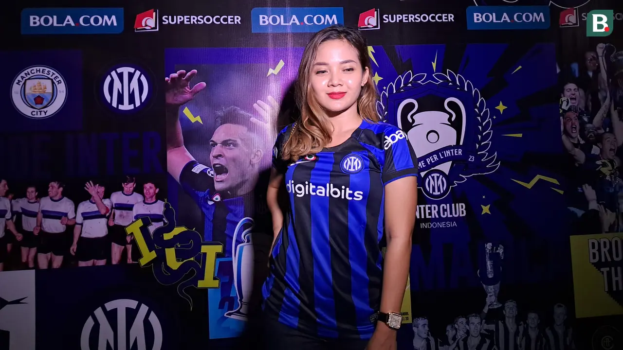 Andina, pencinta Inter Milan yang nonton bareng (nobar) final Liga Champions 2022/2023 antara Manchester City melawan Inter Milan.