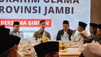 Calon wakil presiden (Cawapres) nomor urut 2 Gibran Rakabuming Raka silaturahmi dengan para ulama se-Jambi. (Dok. Istimewa)