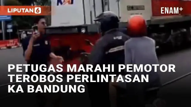 VIDEO: Viral Petugas Marahi Pemotor yang Terobos Perlintasan KA di Bandung, Nyaris Adu Jotos