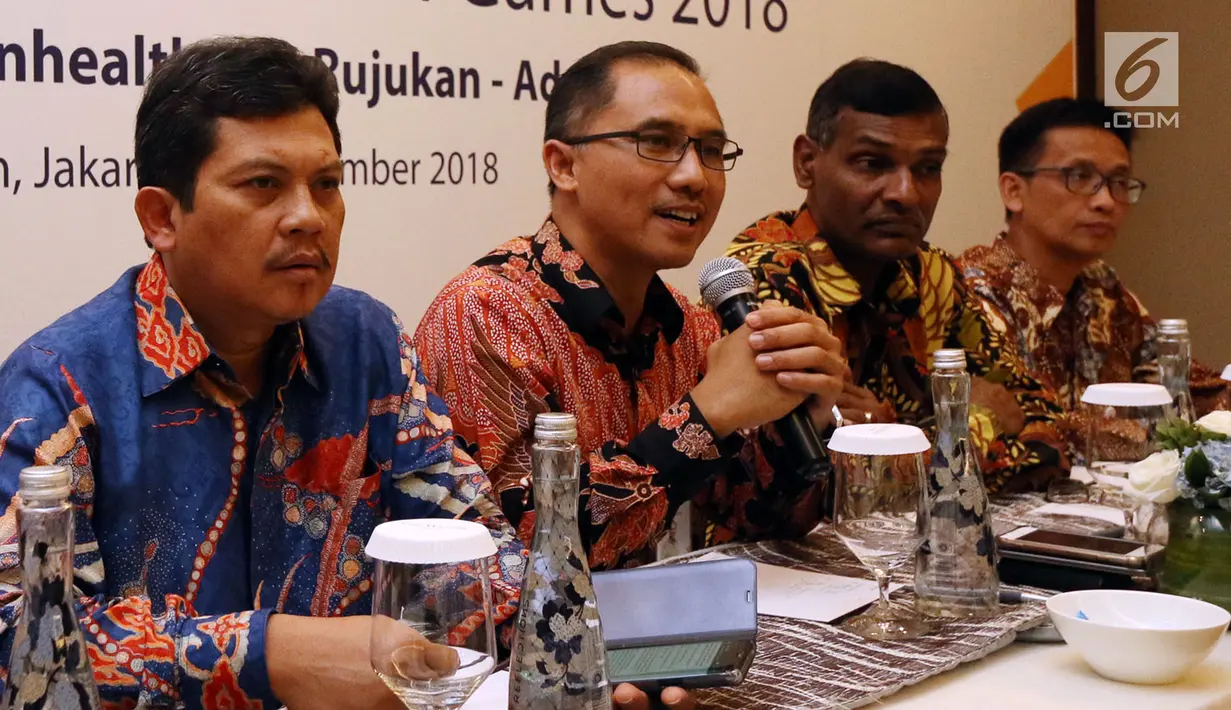 Dirut Mandiri Inhealth Iwan Pasila memberi keterangan pers Celebrate Partnership kerja bersama Asian Games 2018 di Jakarta, Rabu (12/9). Mandiri Inhealth menyediakan asuransi kesehatan bagi 34.236 peserta Asian Games. (Liputan6.com/HO/Arif)