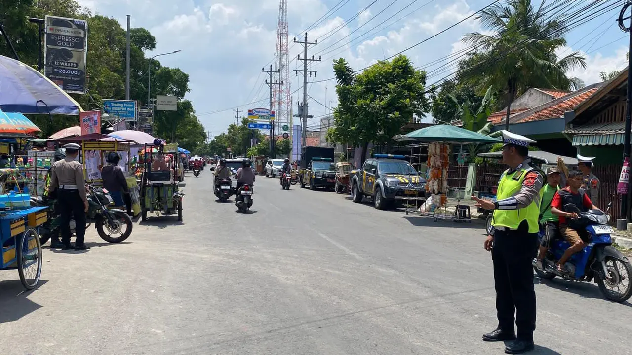 Rekayasa lalu lintas untuk mengantisipasi kemacaten pada kampanye terbuka di Pemalang. (Foto: Liputan6.com/Polres Pemalang)
