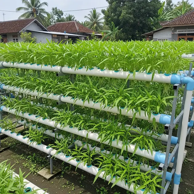 Desain Kebun Kangkung Vertikal