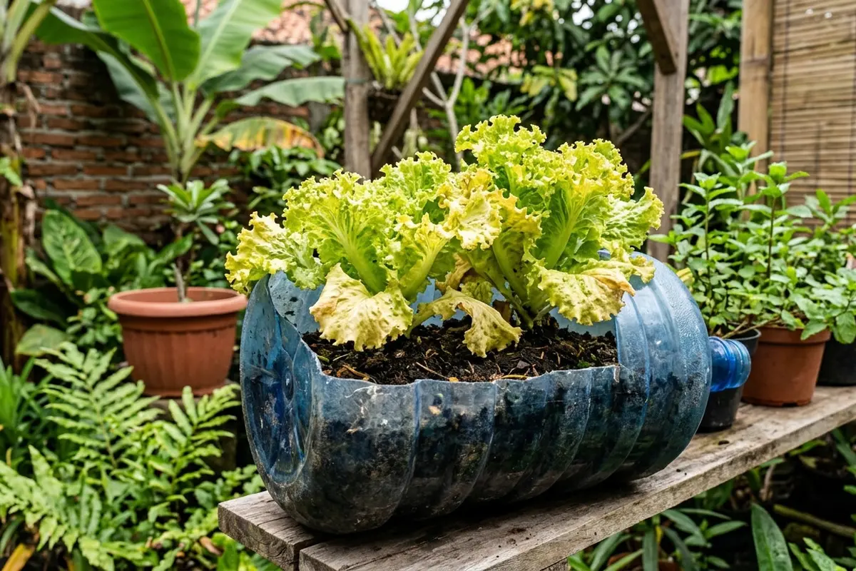 Kesalahan Menanam Selada di Galon Bekas yang Membuat Daun Cepat Menguning