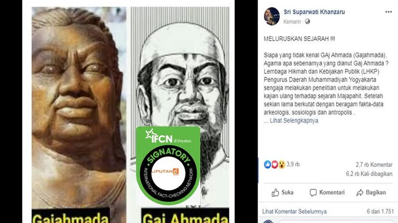 [Cek Fakta] Gambar Tangkapan Layar Berita Tentang Gajah Mada