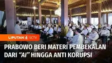 Setelah calon menteri, kemarin Prabowo Subianto membuka pembekalan puluhan calon wakil menteri di kediamannya Hambalang, Kabupaten Bogor, Jawa Barat. Pembekalan diberikan mulai dari kondisi geopolitik hingga anti korupsi.