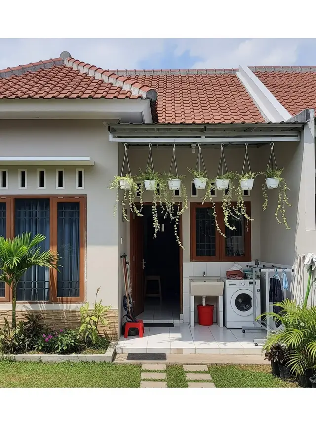 Contoh Rumah Sederhana 1 Lantai dengan Laundry Room Terbuka