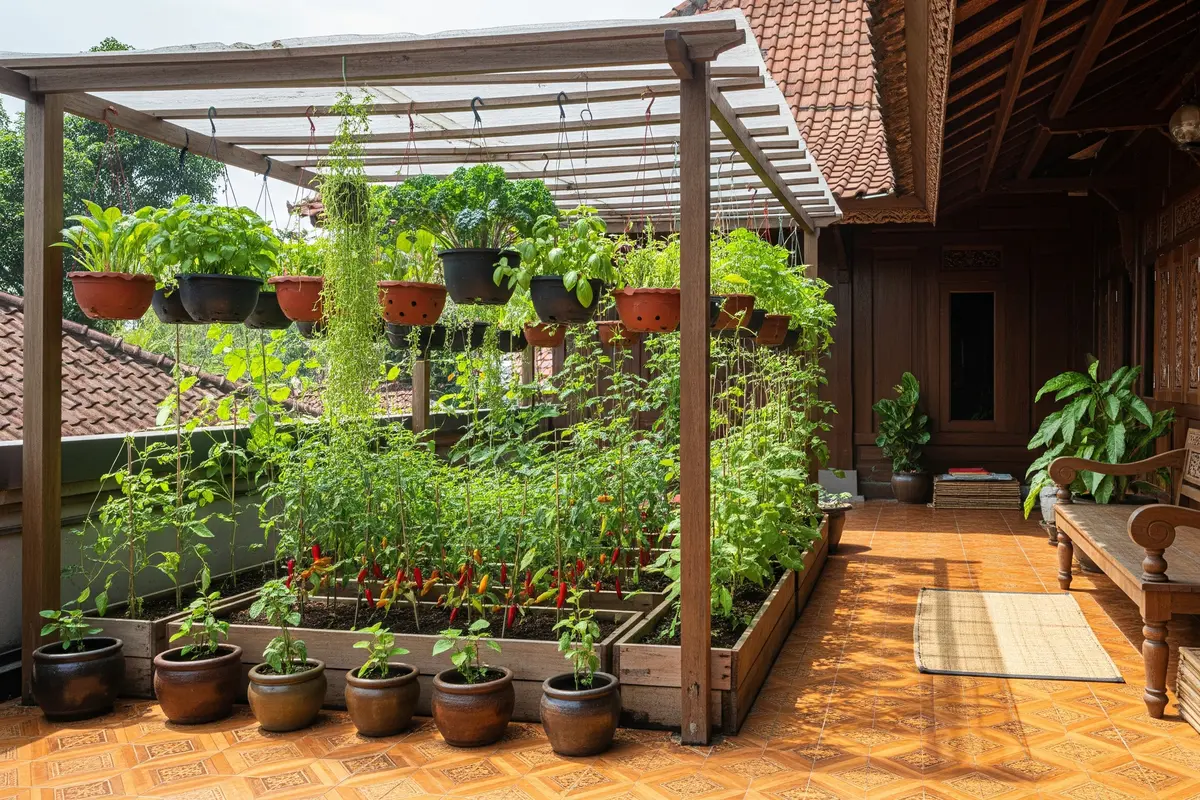 Kebun Sayur Kecil yang Menambah Estetika Teras Rumah
