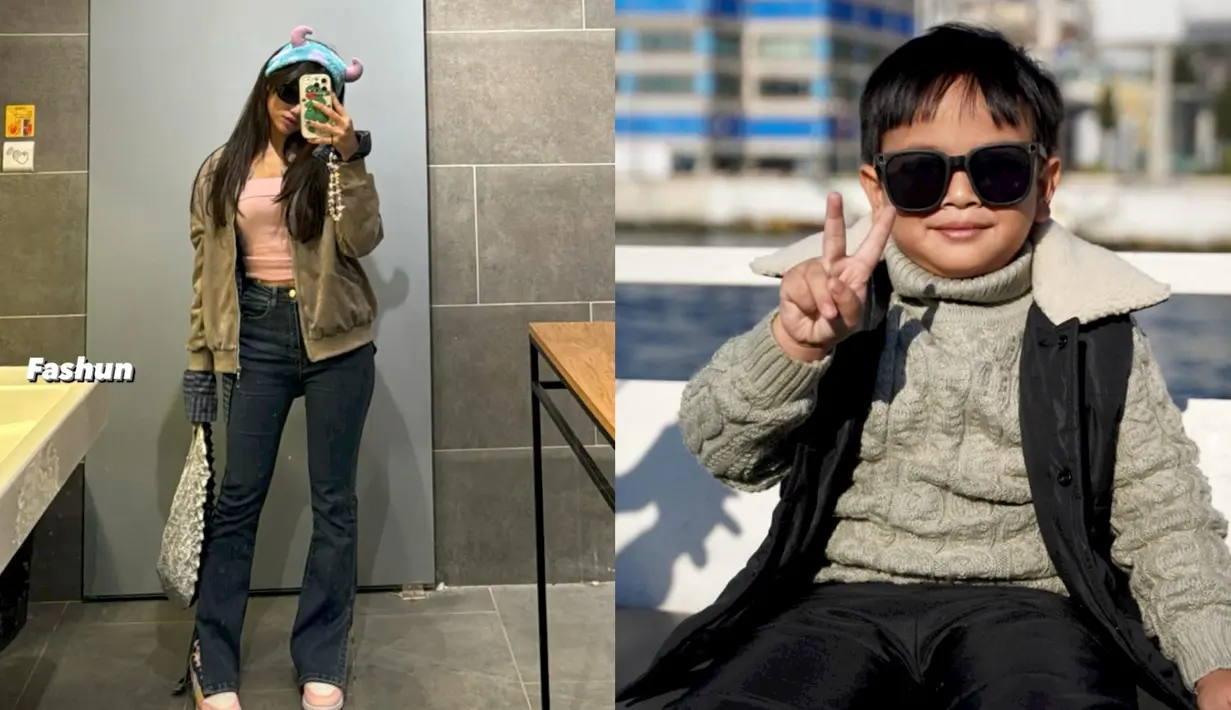 Padu padan outfit berlapis dengan sentuhan warna army senada bikin looks tante-keponakan ini makin terlihat stylish. [@fuji_an]