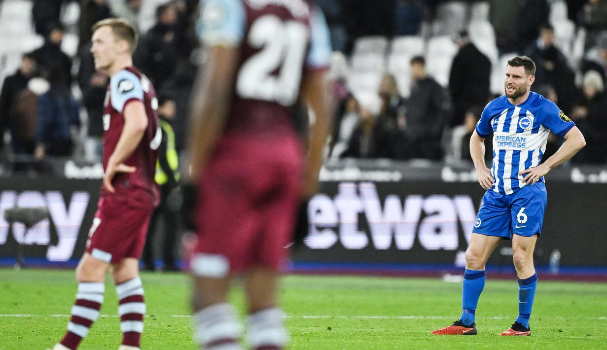 Rekor itu tercipta di Stadion London, Rabu (3/1/2024) dini hari WIB, saat Brighton meladeni tuan rumah West Ham United dalam laga pekan ke-20 Liga Inggris. (AP Photo/Kirsty Wigglesworth)