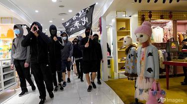 Aksi demonstrasi di Hong Kong pada hari Natal.