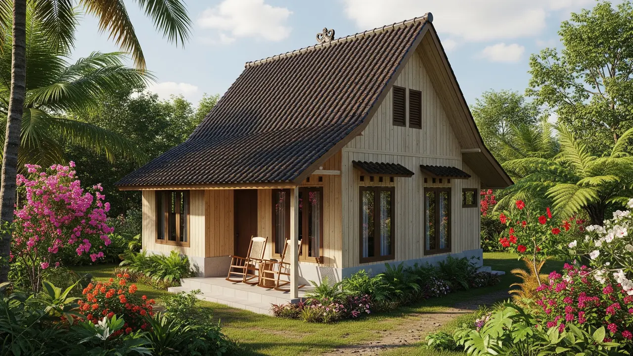 Gambar Rumah Minimalis Low Budget Cocok untuk Pensiun di Kampung/Gemini AI