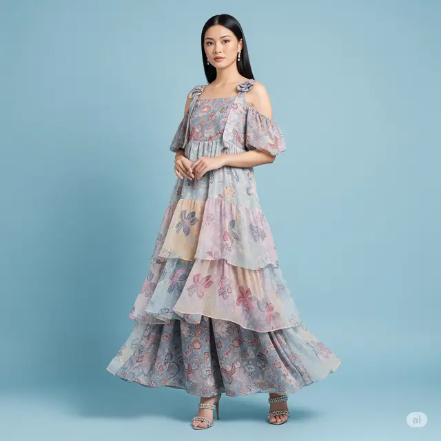Model Batik Wanita Layer Chiffon.