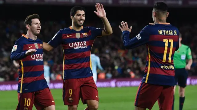 Trio bomber Barcelona, Lionel Messi, Luis Suarez, dan Neymar