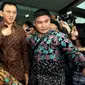 Gubernur DKI Jakarta Basuki T Purnama usai menjalani pemeriksaan di Bareskrim Polri, Jakarta, Senin (24/10). Ahok dilaporkan atas tuduhan penistaan agama terkait pidatonya tentang surat Al-Maidah. (Liputan6.com/Johan Tallo)