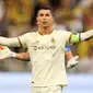 Penyerang Al-Nassr Cristiano Ronaldo bereaksi saat pertandingan Liga Arab Saudi melawan&nbsp;Al-Ittihad di Stadion King Abdullah Sport City, Jeddah, Jumat (10/3/2023) dini hari WIB. Al-Nassr kalah 0-1 dari Al-Ittihad.&nbsp;(AFP)