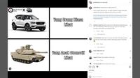 Berbagai hal bisa dijadikan Meme menarik, tidak terkecuali yang berkaitan dengan otomotif. (Instagram/@slukblukoto)