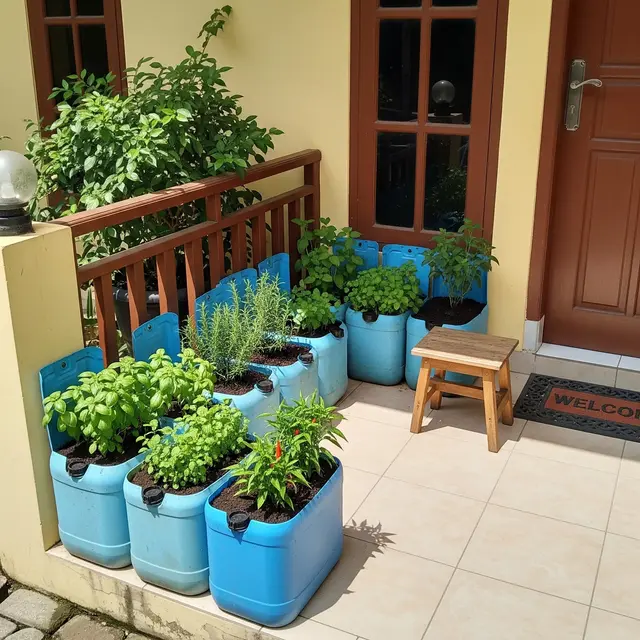 Taman Herba dalam Jerigen Bekas (Gemini AI)