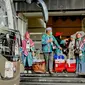 Jemaah haji Indonesia gelombang dua bersiap-siap di hotel Makkah jelang pendorongan ke Madinah menggunakan bus. (FOTO: MCH PPIH ARAB SAUDI 2023)