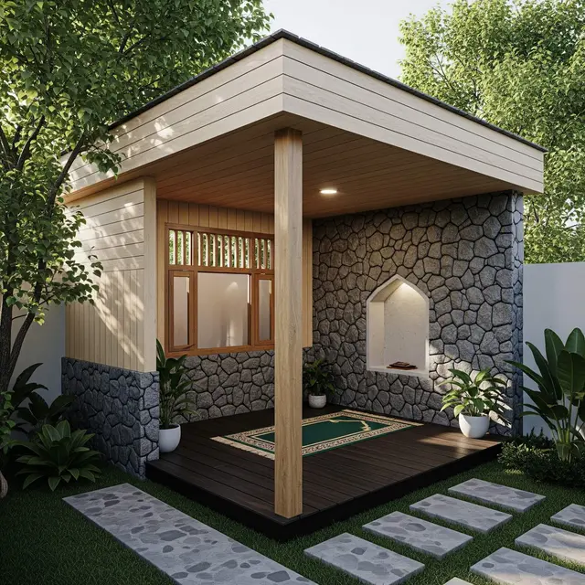 Desain Mushola Mungil di Teras Belakang Rumah