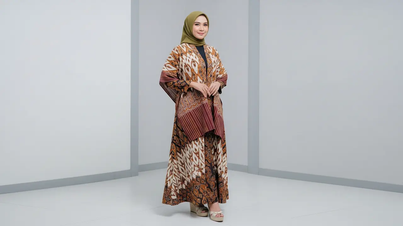 Baju Gamis Bahan Lurik dengan Desain Elegan yang Cocok untuk Hadiah Ulang Tahun Ibu