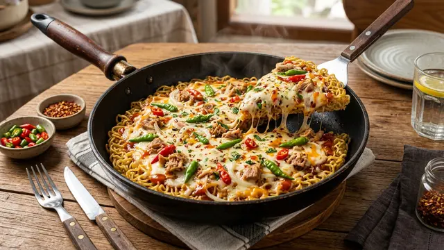 Resep Pizza Mie Tuna Pedas Teflon (AI Generated)
