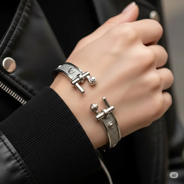 Gelang Pandora Open Bangle dengan Silhouette Industrial