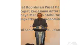 Presiden SBY memberikan sambutan saat membuka Rakornas TPID 2014 di Puri Agung, Hotel Grand Sahid Jaya, Jakarta. Rabu, (21/5/14) (Liputan6.com/Herman Zakharia)
