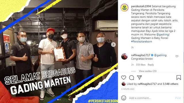 Gading Marten Akuisisi klup sepak bola Persikota Tanggerang