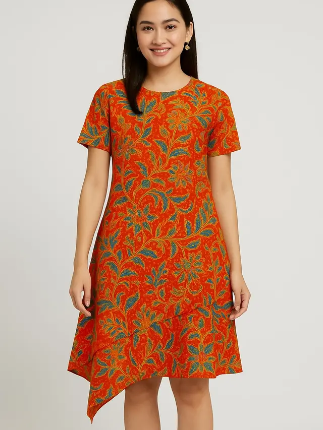 Model Dress Batik Selutut Terbaru