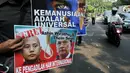Massa menilai Biksu Ahsin Wirathu dan Presiden Myanmar, Thein Sein bertanggungjawab atas peristiwa genosida terhadap etnik Rohingya di Myanmar, Jakarta, Jumat (29/5/2015). (Liputan6.com/Johan Tallo) 