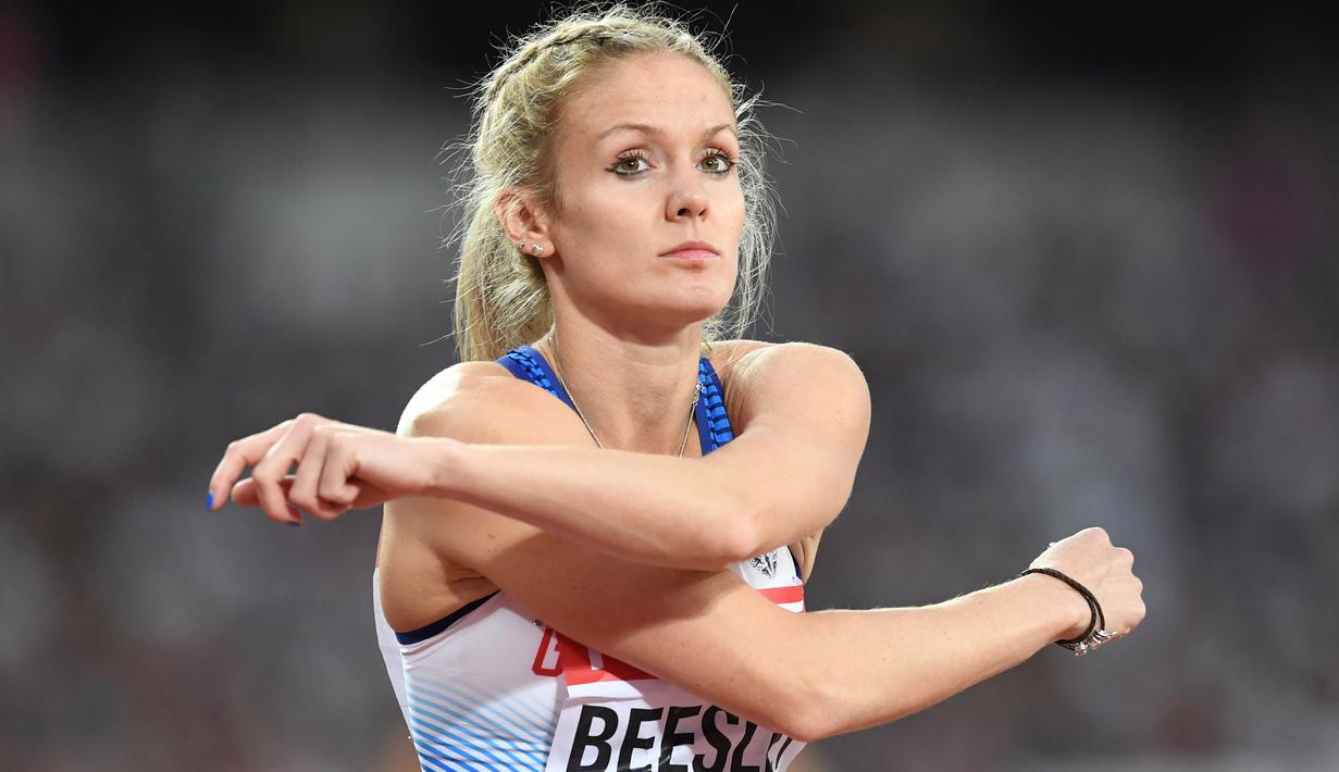 Atlet cantik asal Ingris, Meghan Beesley tengah bersiap mengikuti lari 400m putri pada ajang IAAF World Championships 2017 di London Stadium, (7/8/2017). (AFP/Kirill Kudryavtsev)