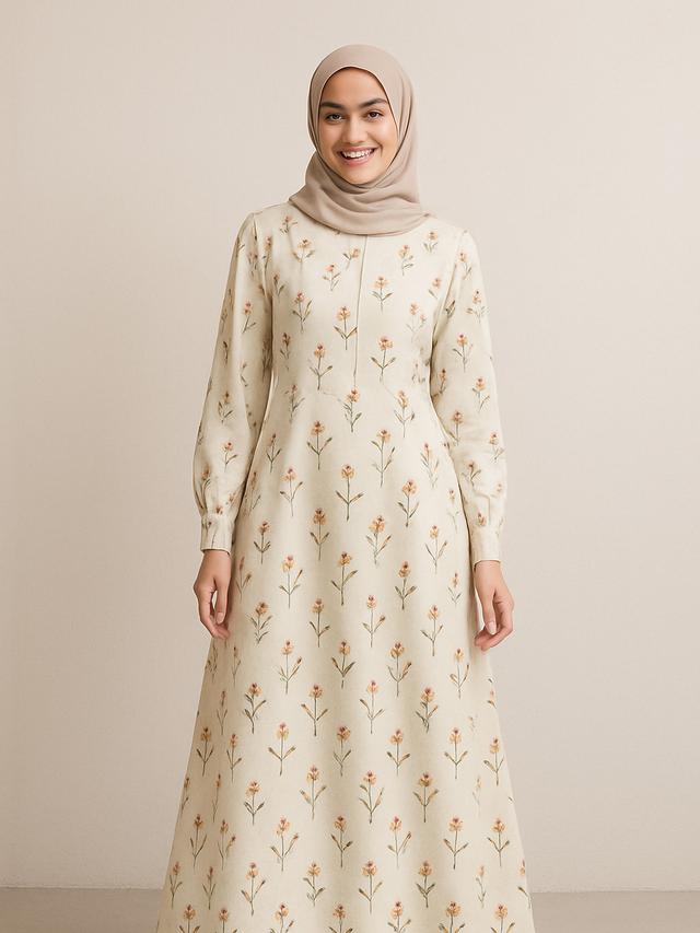 Model Gamis Simple tapi Mewah Motif Bunga