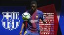 Ousmane Dembele. Sayap kanan asal Prancis berusia 25 tahun ini didatangkan Barcelona dari Borussia Dortmund pada awal musim 2017/2018 dengan nilai transfer mencapai 140 juta euro atau setara Rp2,2 triliun. Borussia Dortmund sendiri mendatangkan Ousmane Dembele dari Rennes pada awal musim 2016/2017 dengan nilai transfer 35 juta euro. (AFP/Lluis Gene)