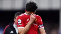 Manchester United harus menelan pil pahit usai ditaklukkan Everton pada  pertandingan pekan ke-32 EPL 2021/2022. Bertamu ke Goodison Park, Setan Merah tumbang dari sang tuan rumah, Everton dengan skor tipis 1-0. (AFP/Anthony Devlin)
