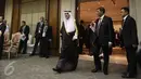 Menteri Luar Negeri Arab Saudi, Adel al-Jubeir saat melakukan kunjungan dengan Presiden Jokowi di sela pertemuan KTT Luar Biasa OKI di Jakarta, Senin (7/2/2016). (Liputan6.com/Faizal Fanani)