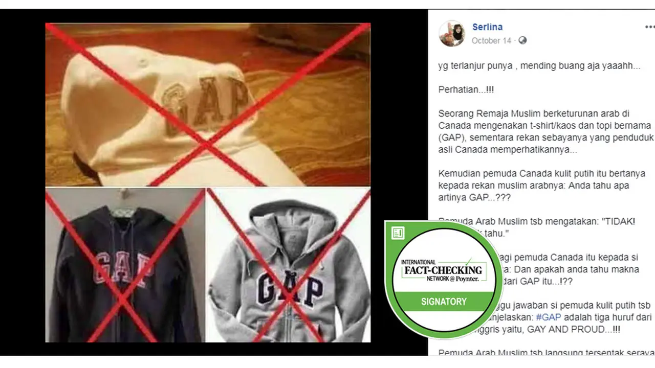 Cek Fakta - GAP singkatan dari 'Gay and Proud'?